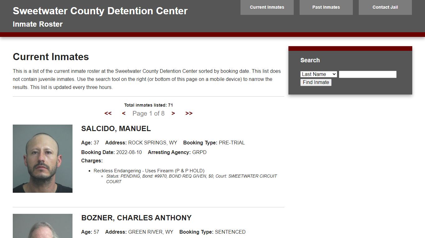 Jail Roster - Sweetwater Combined Communications Joint ...