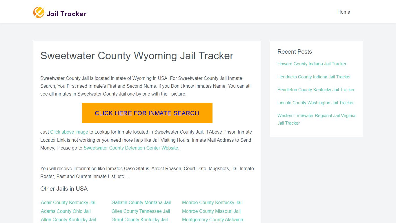 Sweetwater County Wyoming Jail Tracker - Inmate Search Online